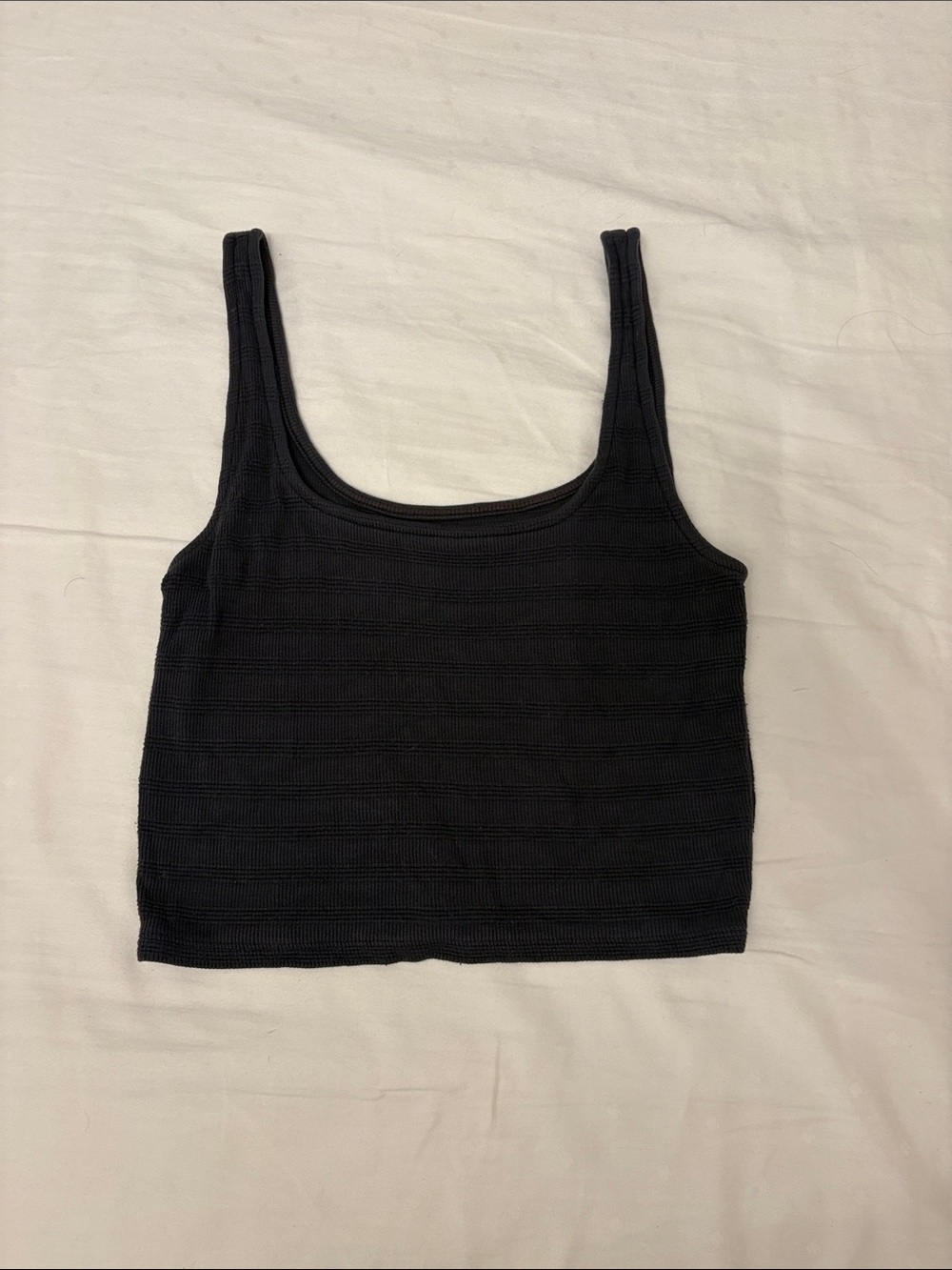 American Eagle Outfitters Dark Gray Ribbed Square-Neck Tank